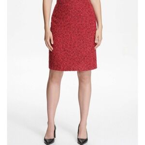 Donna Karan New York Red & Black Bare necessities Tweed Skirt Size 4 New